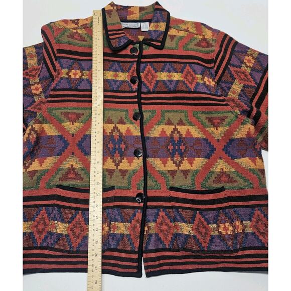 Jane Ashley Women's XL Boho Multicolor Southwestern Aztec Tapestry Jacket - Picture 5 of 6